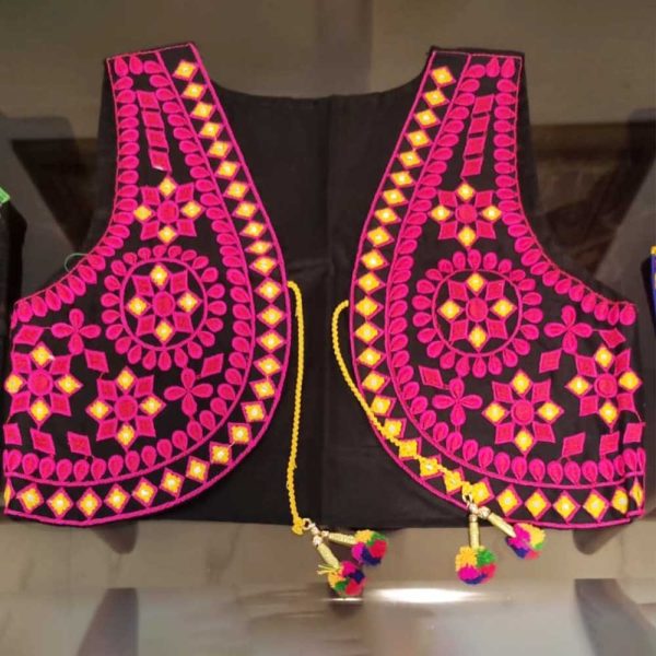 Cotton Kutchi Embroidered Short Jacket Pink
