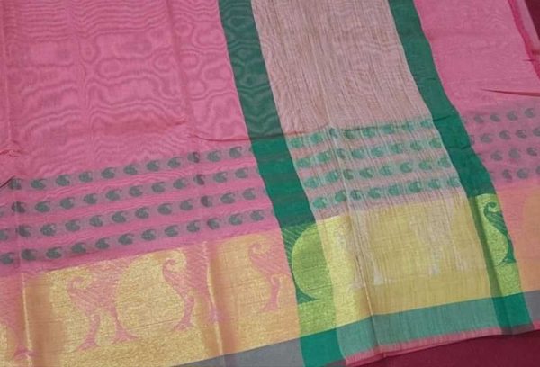 Light Pink Tussar Silk Saree - Image 3