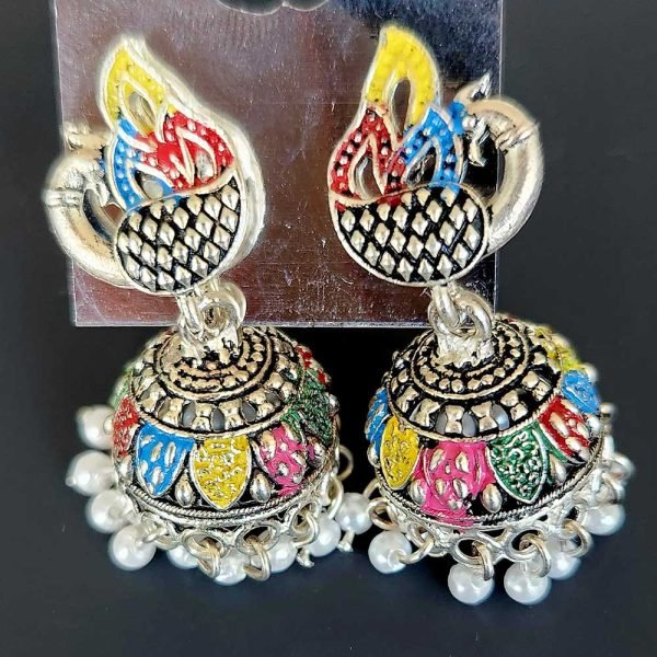 Oxidised Earrings Peacock