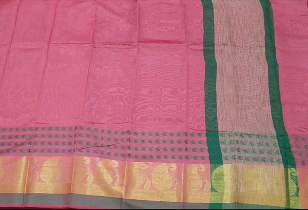Light Pink Tussar Silk Saree - Image 2