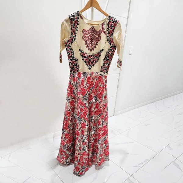 Ethnic Gown Pink and Cream