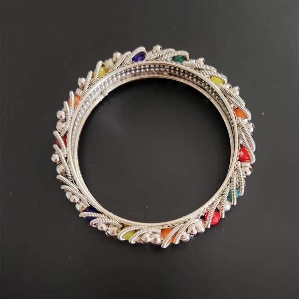 Metal Kada with Multicolour beads - Image 3