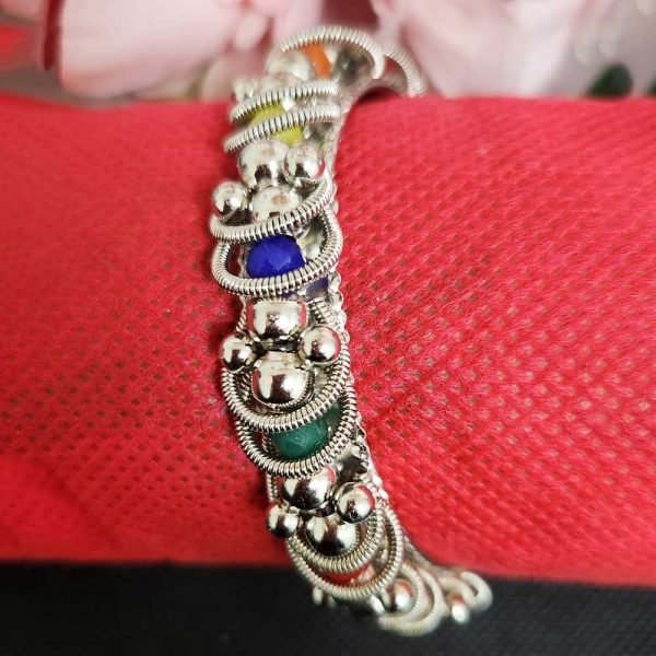 Metal Kada with Multicolour beads - Image 2
