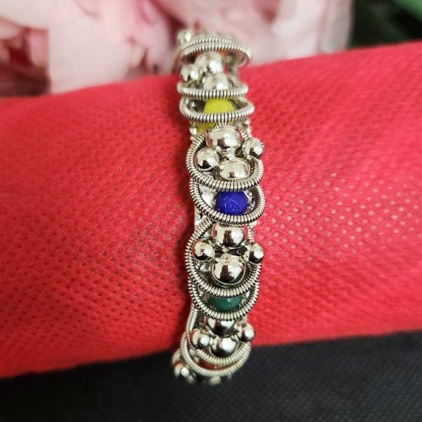 Metal Kada with Multicolour beads