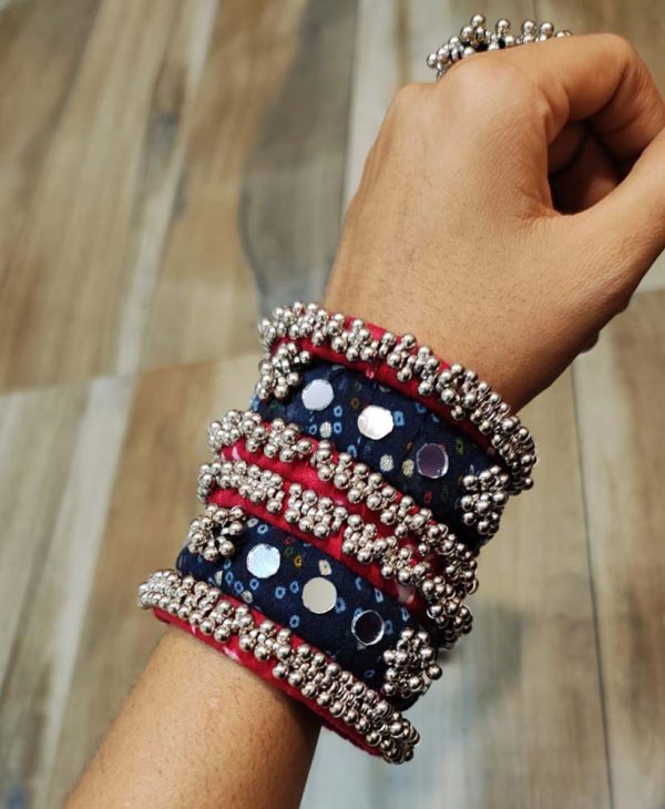 Handmade Bangles Ring Set Blue Red - Image 3