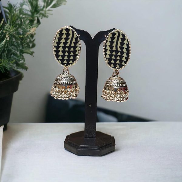 Ethinic Jhumka Oval Blackprint