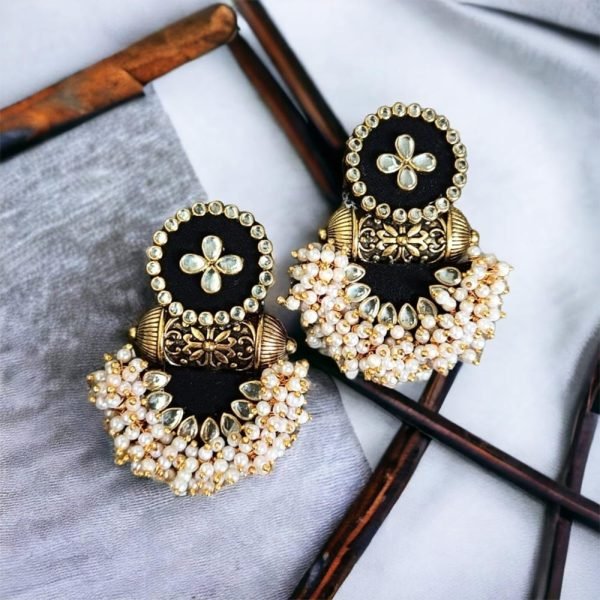 Ethnic Jhumka Black Beadwork