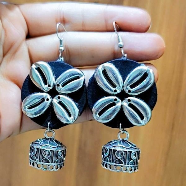 Ethnic Jhumka Black Shell