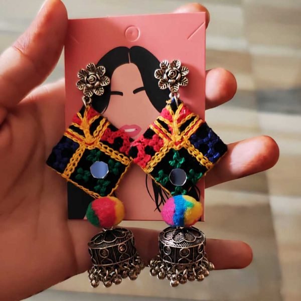 Ethnic Jhumka Multicolour Threadwork