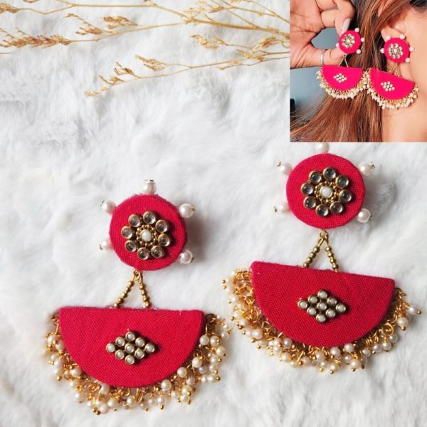 Ethnic Jhumka Pink Beadwork - Image 2