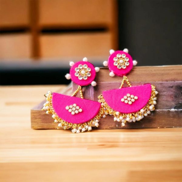 Ethnic Jhumka Pink Beadwork