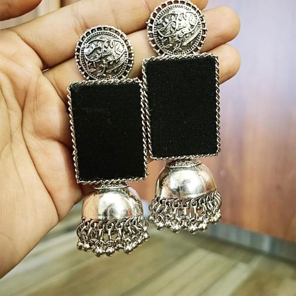 Ethnic Jhumka Rectangle Black
