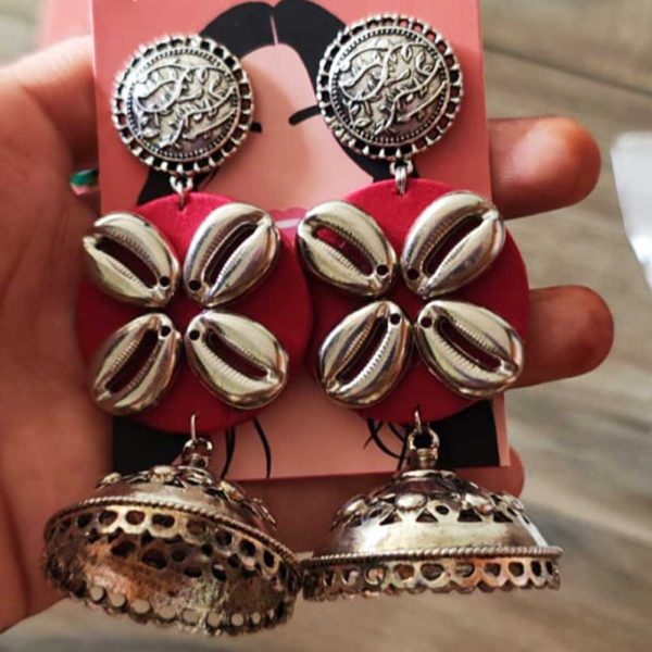 Ethnic Jhumka Red Shell