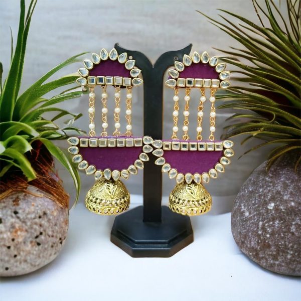 Ethnic Jhumka Violet Beadwork