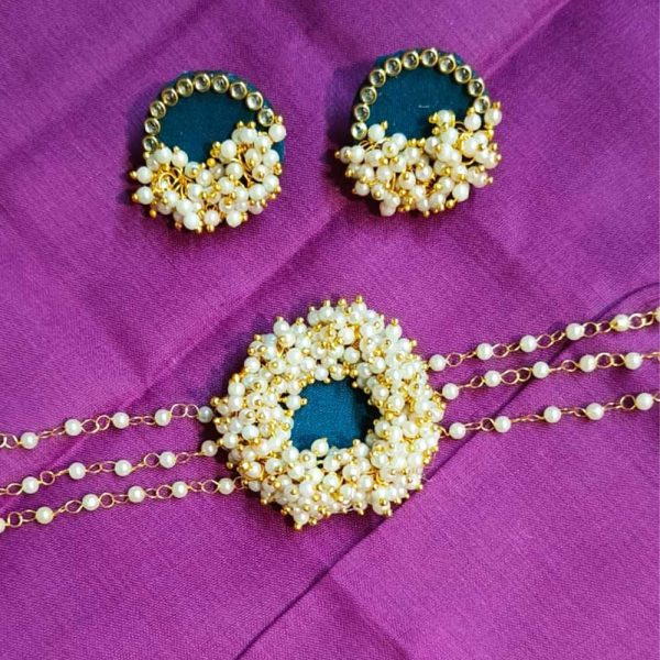 Handmade Jewellery Set Blue Beadwork