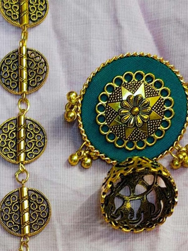 Handmade Temple Jewellery Set Blue - Image 3