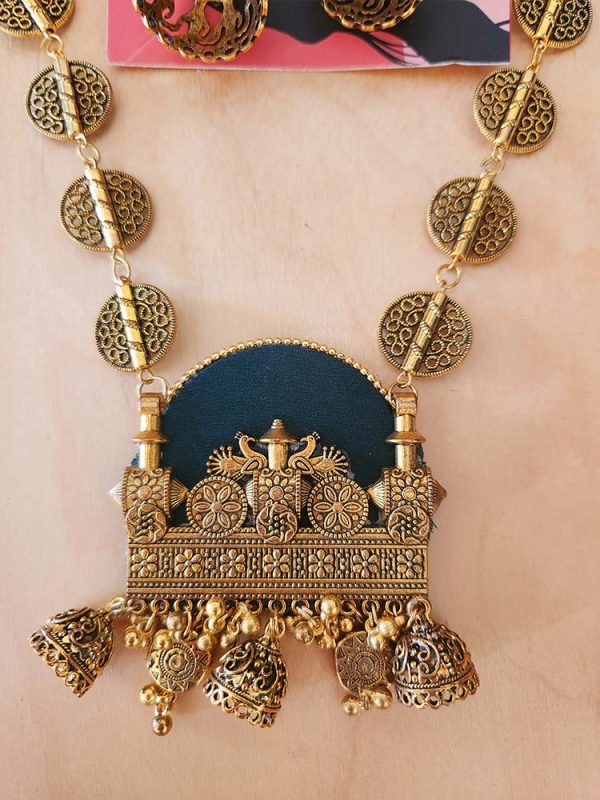 Handmade Temple Jewellery Set Green - Image 4