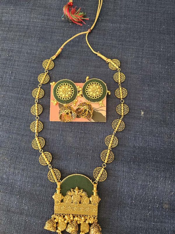 Handmade Temple Jewellery Set Green - Image 2