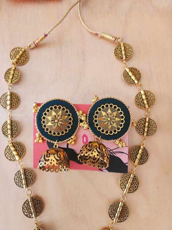 Handmade Temple Jewellery Set Green - Image 3