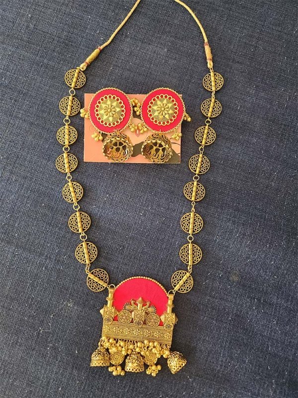Handmade Temple Jewellery Set Red - Image 4