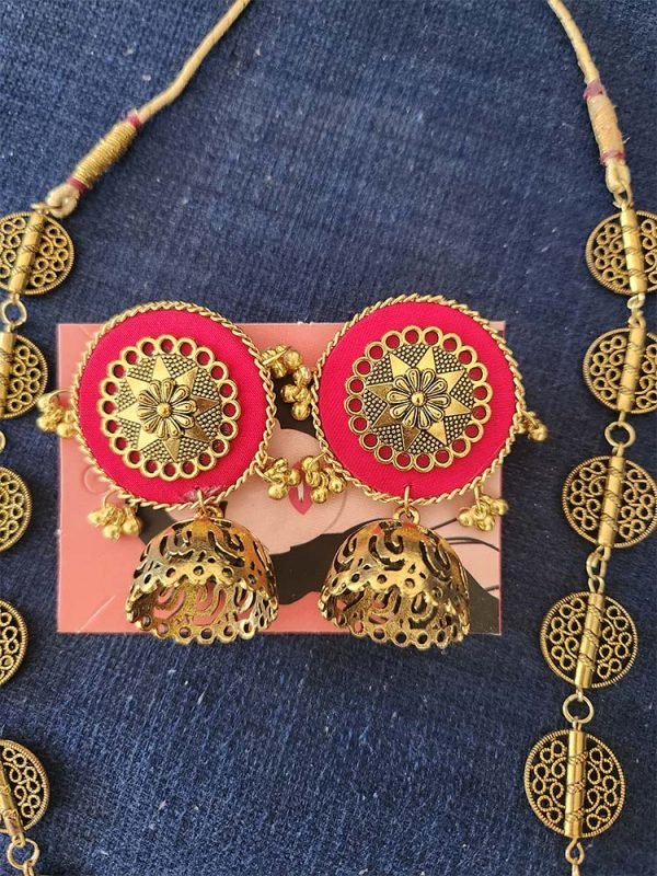 Handmade Temple Jewellery Set Red - Image 5