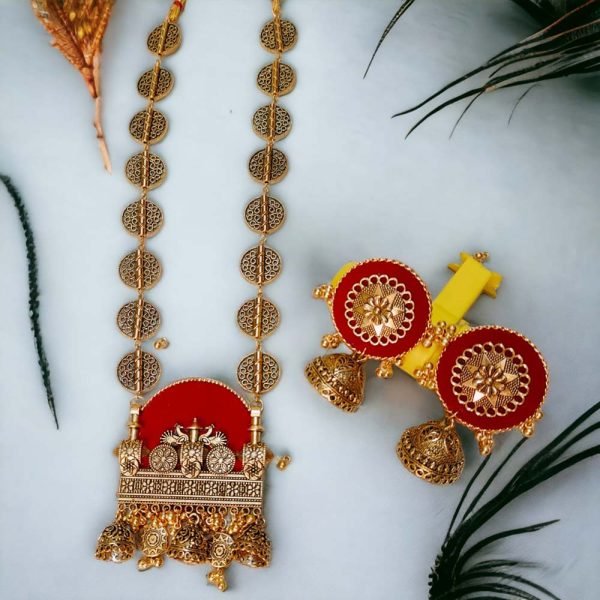 Handmade Temple Jewellery Set Red