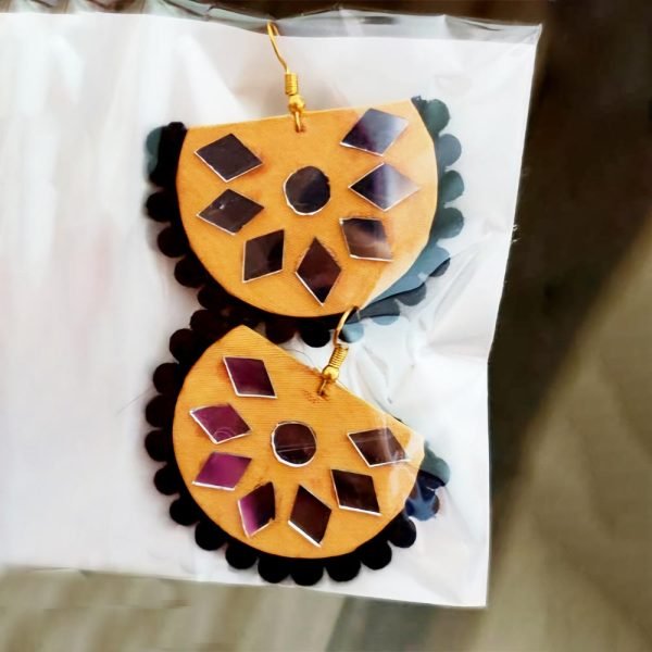 Handmade Trendy Earrings Yellow Mirror
