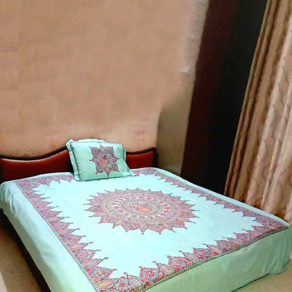 Green Bedsheet with Pillow