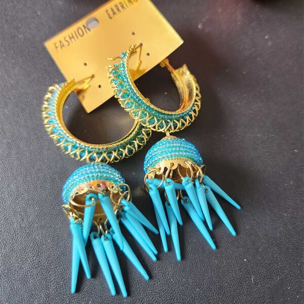 Blue Ring Jhumka - Image 2