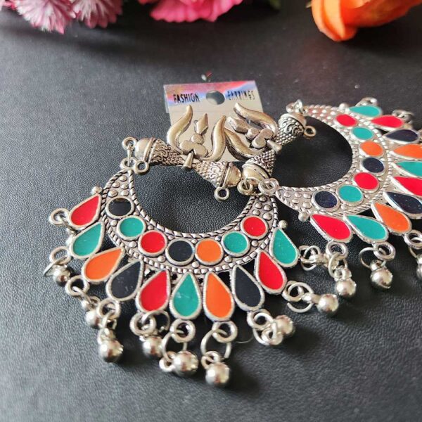 Oxidised Multicolour Earrings - Image 3