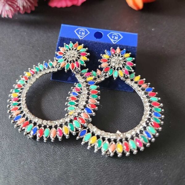 Oxidised Multicolour Earrings - Image 2