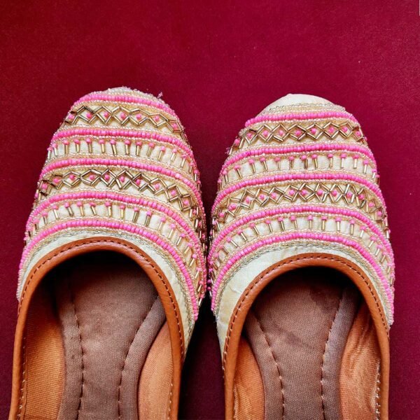 White Pink Beaded Mojdi - Image 2