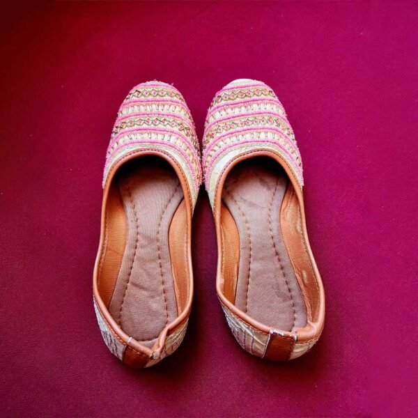White Pink Beaded Mojdi