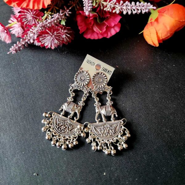 Oxidised Elephant Earrings
