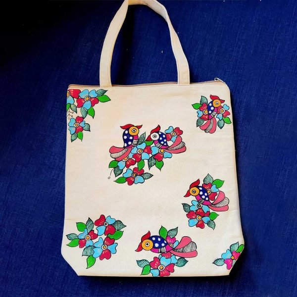Madhubani Canvas Tote Bag Birds