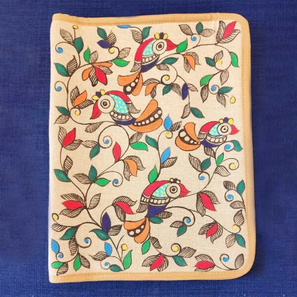 Madhubani File Folder Cream Jute