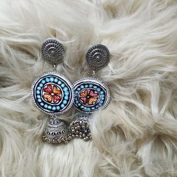 Oxidised Madhubani Jhumka