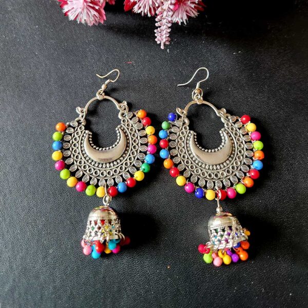 Oxidised Multicolour Jhumka