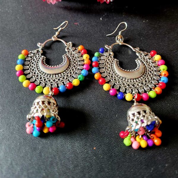 Oxidised Multicolour Jhumka - Image 2