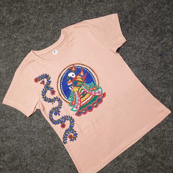 Madhubani T-shirt Peach (L)
