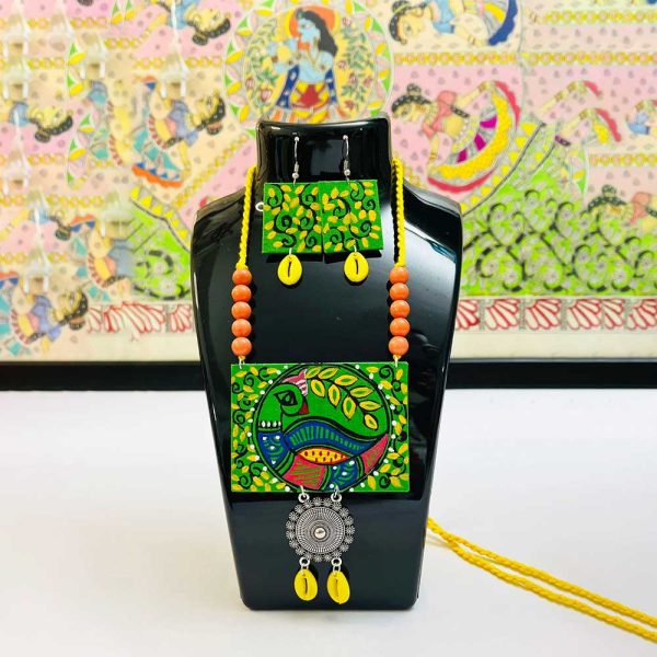 Exclusive Lightweight Madhubani Jewellery Set Dark Green