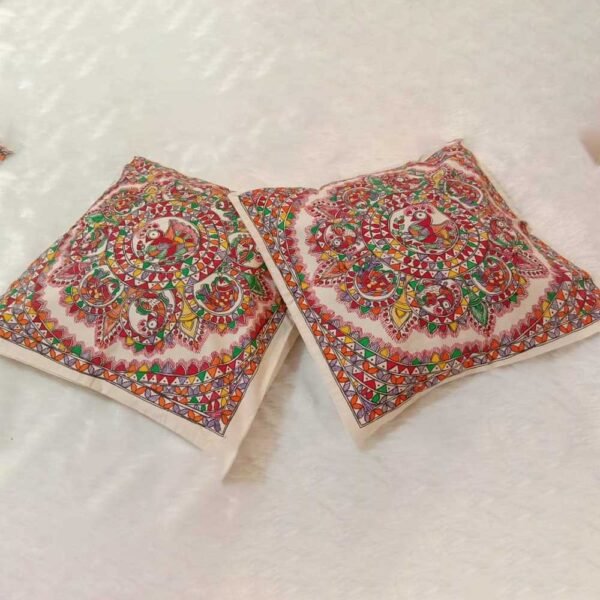 Madhubani Cushion Peacock (set of 2)