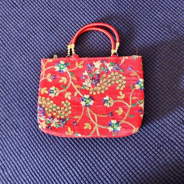 Red Embroidered Handbag
