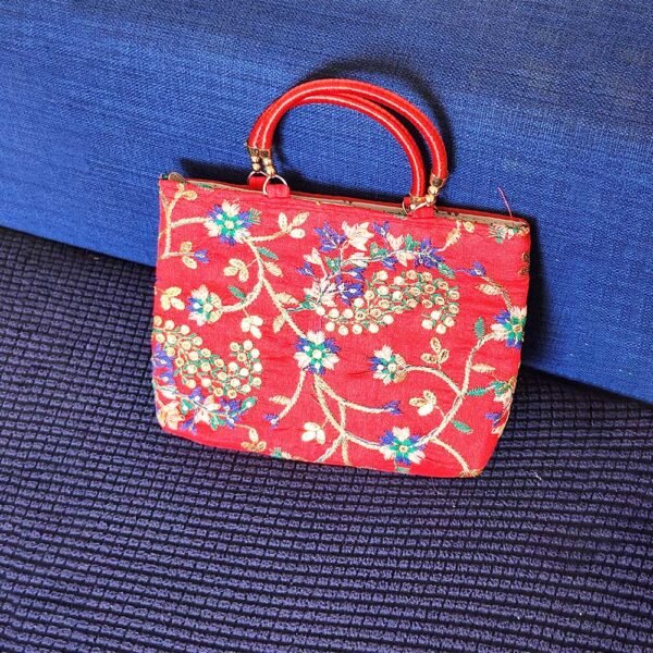 Red Embroidered Handbag - Image 2