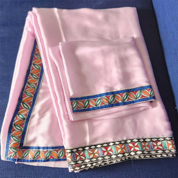 Madhubani Light Pink Saree