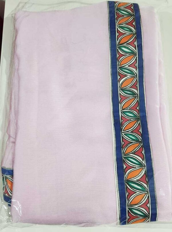 Madhubani Light Pink Saree - Image 3