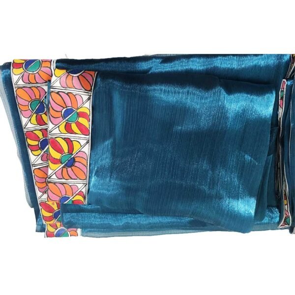 Madhubani Navy Blue Saree - Image 3