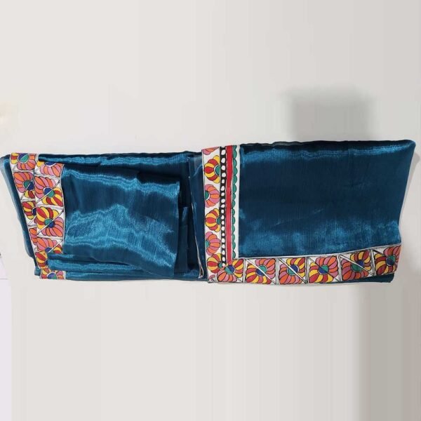 Madhubani Navy Blue Saree - Image 4