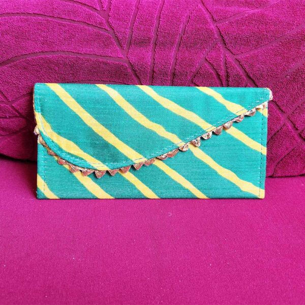 Decorative Money Purse Green Yellow Print