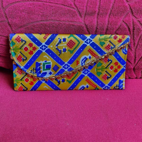 Decorative Money Purse Blue Yellow Print
